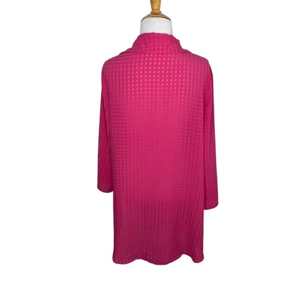 Slinky Brand Silky Pink 3/4 Sleeve Sheer Cardigan size Large womens - Picture 3 of 8